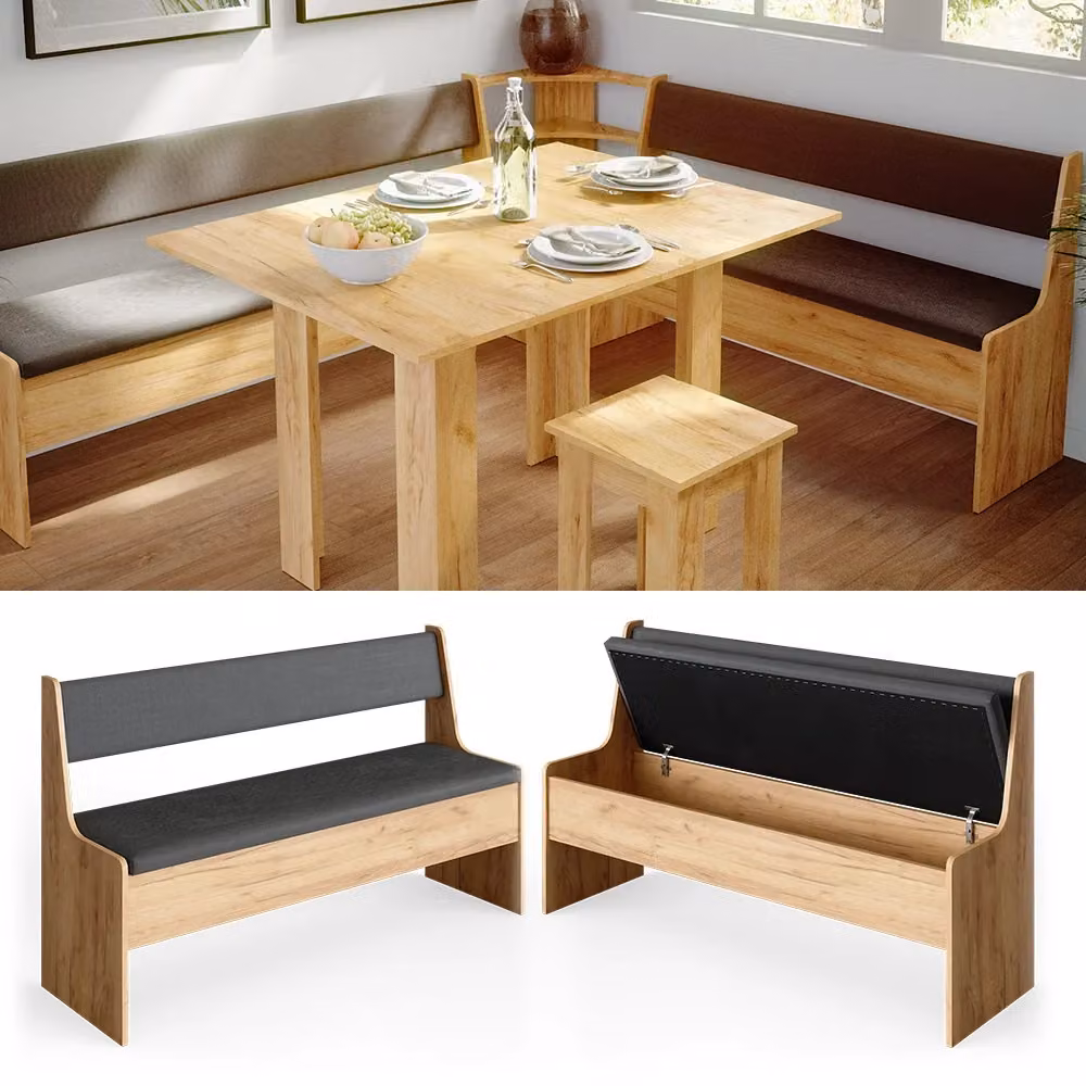 Panca ad angolo Roman Vicco Rovere dorato L: 136.6 cm, P: 41.5 cm, H: 50.0 cm – 2