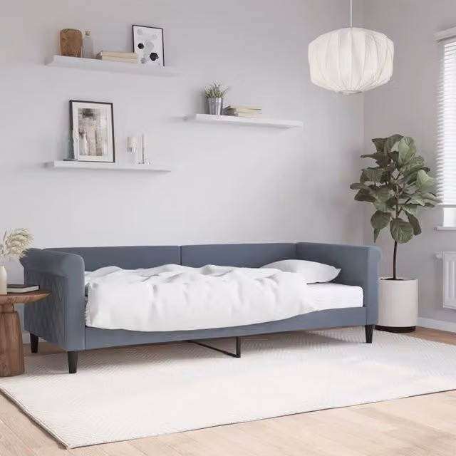 Divano Letto con Materasso Grigio Scuro 80x200 cm in Velluto 3197741