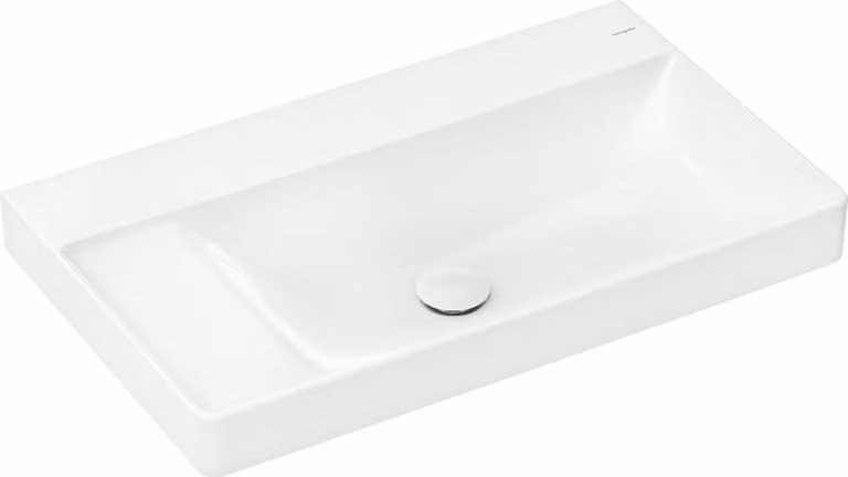 hansgrohe Xelu Q lavabo avec tablette à gauche, sans percement pour la robinetterie, sans trop-plein, avec vidage, 800x480mm, blanc, 61032450, 61032450