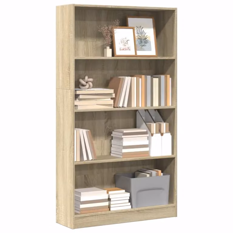 Libreria moderna vidaXL in legno multistrato e MDF, colore rovere sonoma, L 80 cm x P 24 cm x H 143 cm