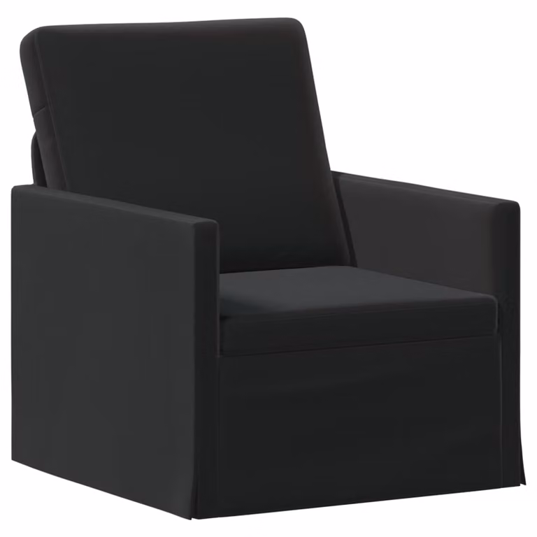 Divano Singolo vidaXL in Velluto Nero con Struttura in Metallo L: 70 cm, P: 81 cm, H: 82 cm