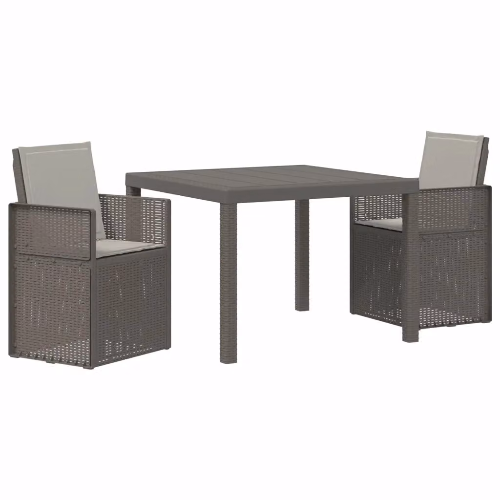 Set da pranzo per giardino e terrazzo vidaXL in plastica grigio opaco, 3 pezzi – 2