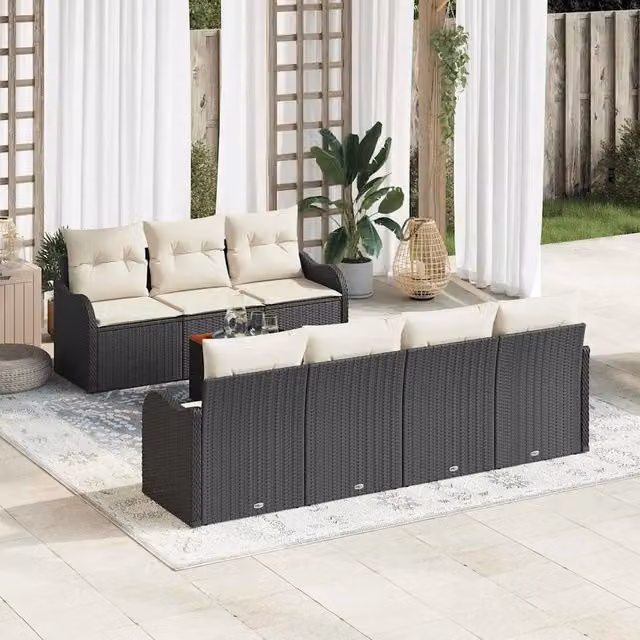 Set Divano da Giardino 8 pz Nero polyrattan 3347411