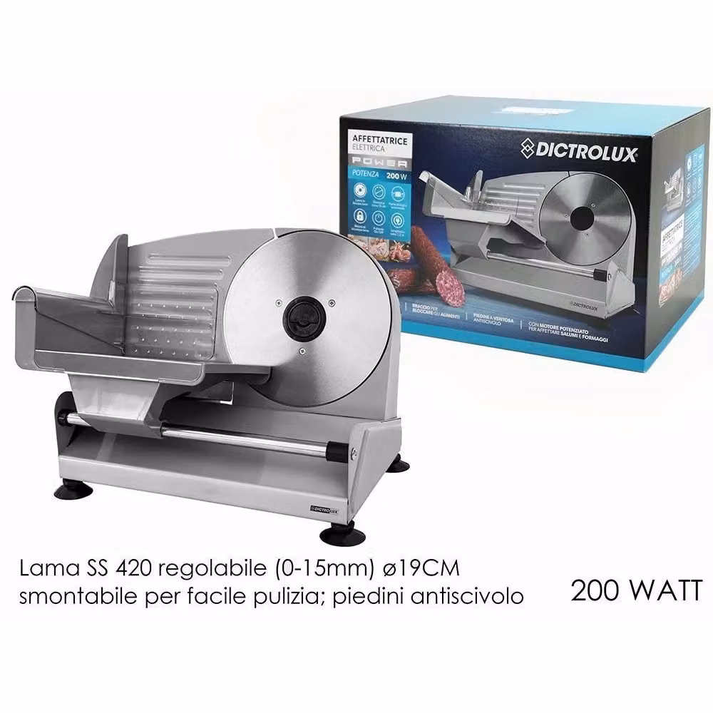 Affettatrice Elettrica Trade Shop Traesio in Acciaio con Lama da 19 cm, 200W, Colore Argento – 2