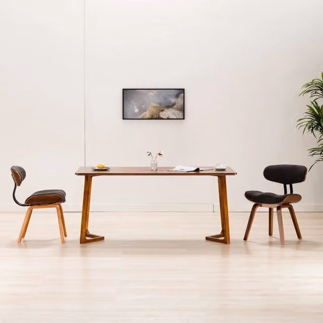 Sedie da Pranzo 2 pz Legno Curvato e Tessuto Grigio 283123