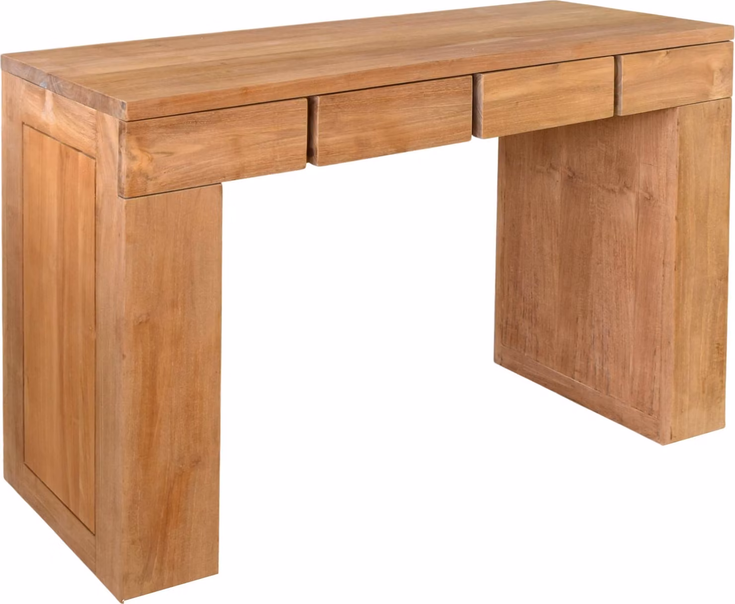 Consolle da tavolo in teak massello, modello Sandhem, dimensioni 120x45 cm, con 2 cassetti, resistente agli agenti atmosferici