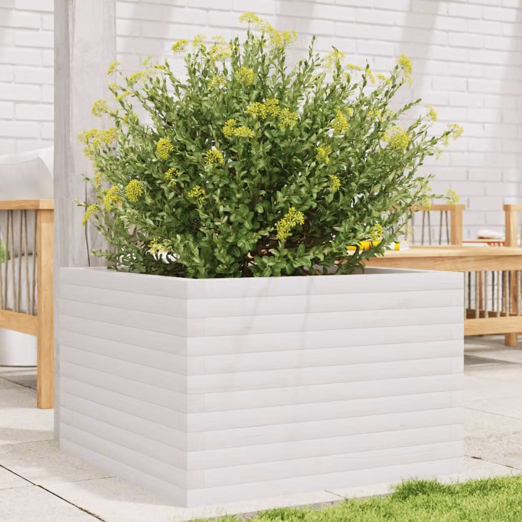 Fioriera da giardino vidaXL in legno di pino bianco L: 70 cm, P: 70 cm, H: 45,5 cm