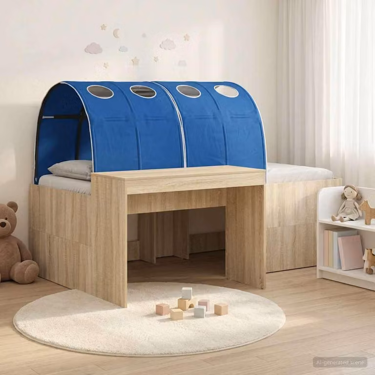 Letto a soppalco esclusivo con scrivania per bambini, realizzato in legno multistrato, confezione da 3 pezzi