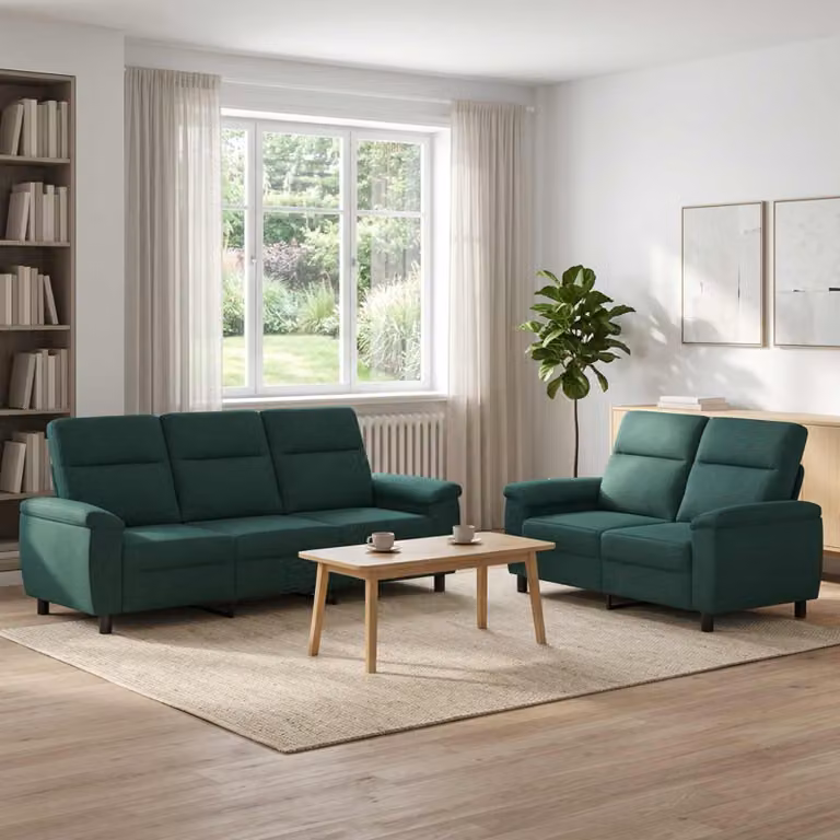 Set di 2 divani moderni vidaXL in tessuto verde scuro con struttura in metallo per il tuo soggiorno