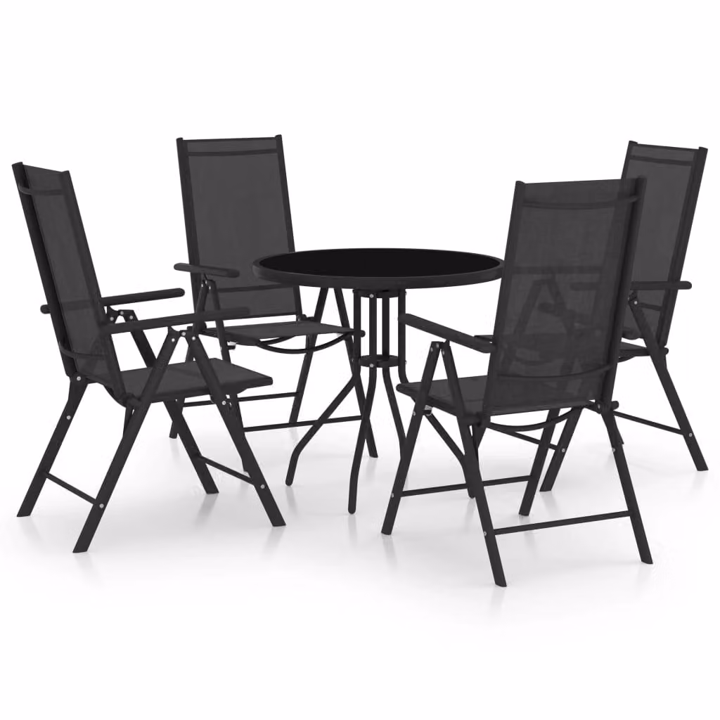 vidaXL Set da pranzo da giardino 5 pezzi in alluminio e textilene nero