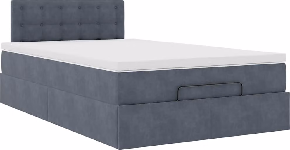 Pouf Letto con Materasso Grigio Scuro 120x190 cm Velluto