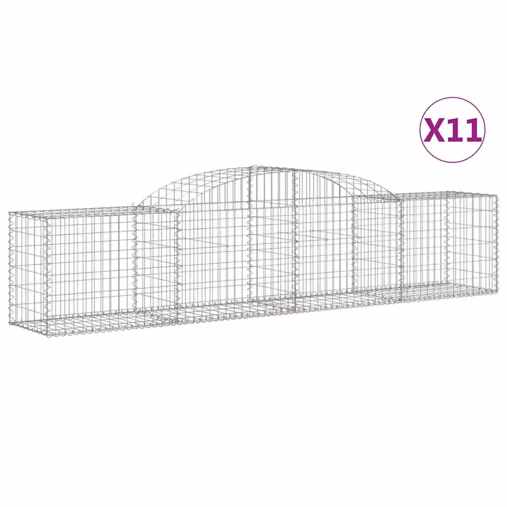 Set di 11 Cesti Gabbioni ad Arco vidaXL in Acciaio Zincato Grigio L: 300 cm, P: 50 cm, H: 60/80 cm – 2