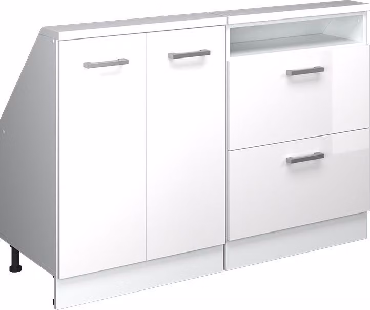 Mobile cucina sottotetto Vicco R-Line Bianco lucido 120 cm Set di 2, Model 58129