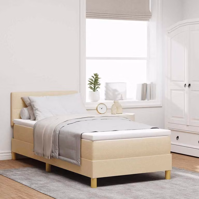 Maison Exclusive - Letto a molle con contenitore LED e materasso Crema 100 x 200 cm tessuto