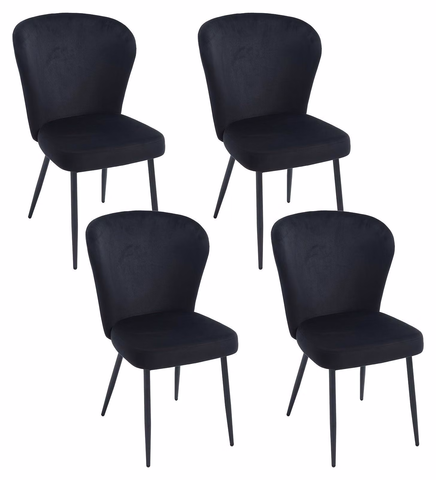 Set di 4 sedie da pranzo - Moderne sedie per cucina con rivestimento in tessuto e gambe in metallo - Stile classico