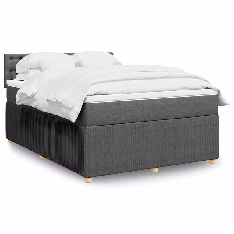 vidaXL Giroletto a Molle Ibrido con Materasso in Tessuto Grigio e Bianco L/P/H: 140 x 200 cm
