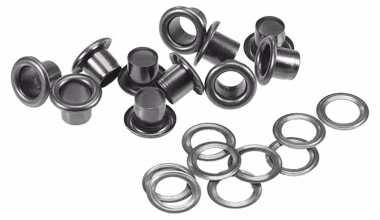 200 set di occhielli con rondelle, dimensioni 10,5x6x7 mm, in alluminio, colore nero