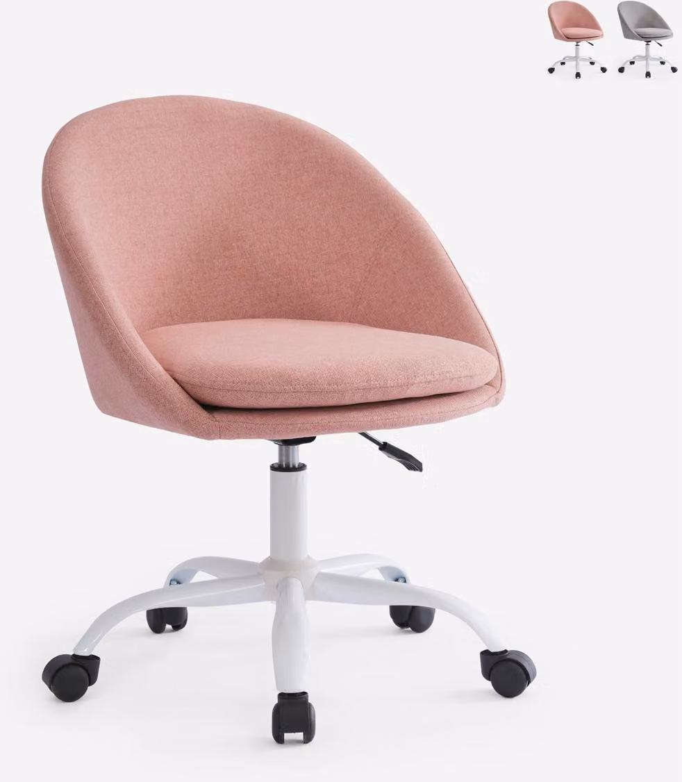 Sedia girevole da ufficio in tessuto, regolabile in altezza micro - Rosa