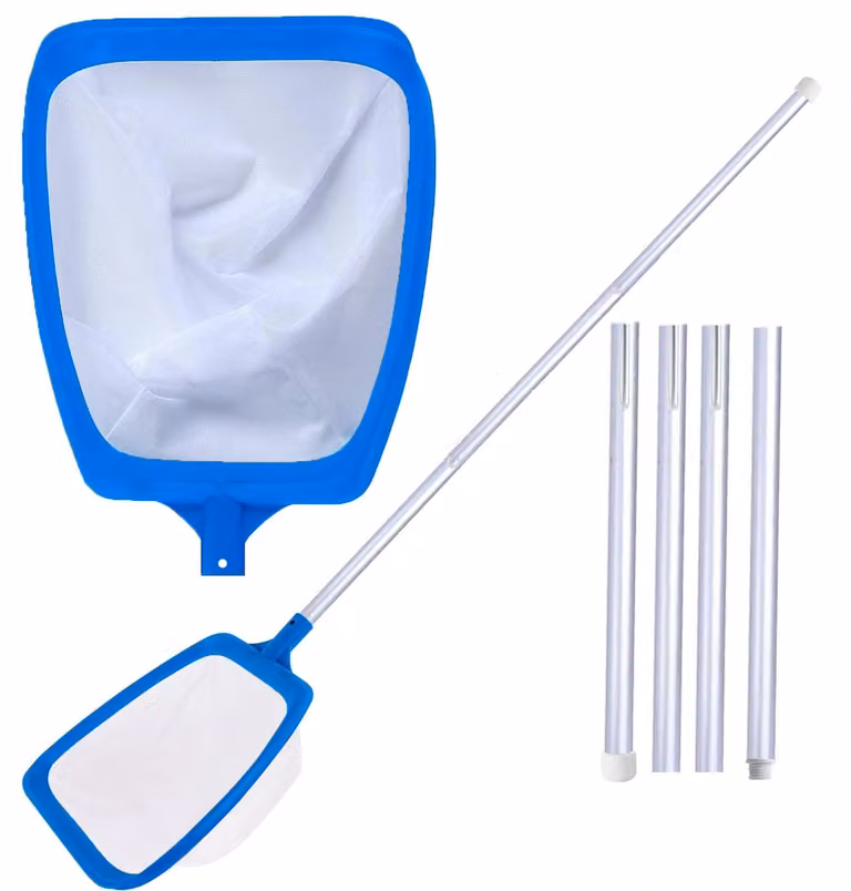 Omgoods - Rete per piscina a maglia fine - Manico telescopico - Robusta - Resistente - Pulizia efficiente - Struttura a rete rinforzata - Retino