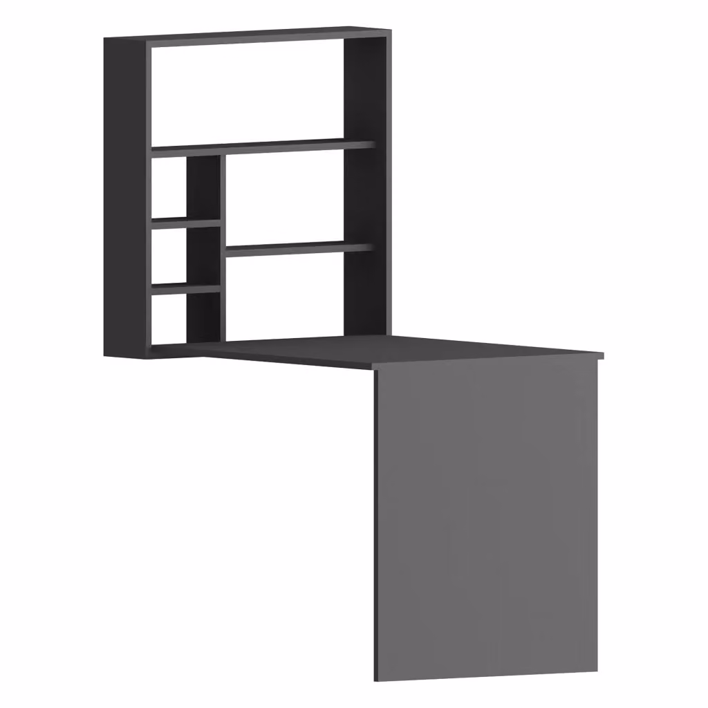 Scrivania DMORA Veglio moderna in MDF laminato, colore nero antracite, L: 90 cm, P: 59 cm, H: 74 cm – 2