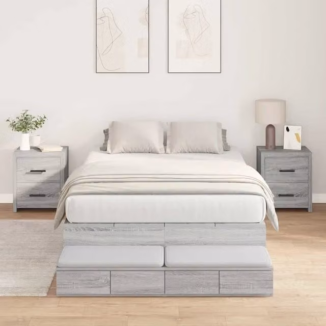 Struttura letto con contenitore con porta Grigio Sonoma 120 cm 3335690