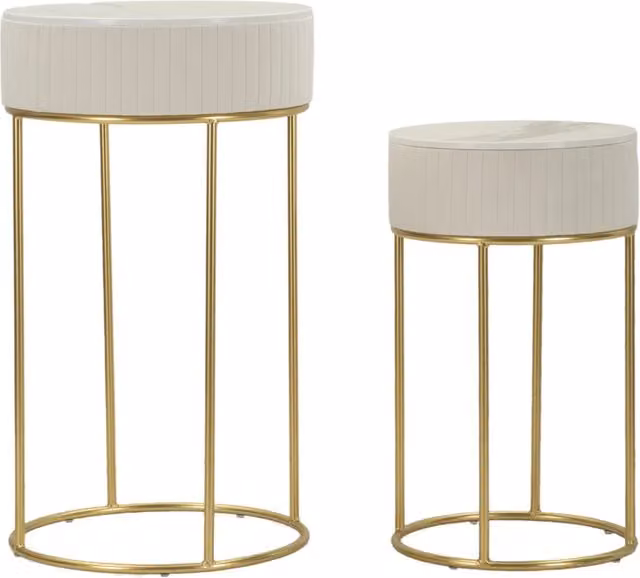 Tavolinetti Alti Wedding Rotondi Set 2 Pz Ø50x90 cm - Ø40x70 cm in Pino e MDF e Metallo