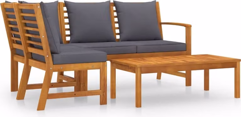 Set Divani da Giardino 4 pz con Cuscini in Massello di Acacia