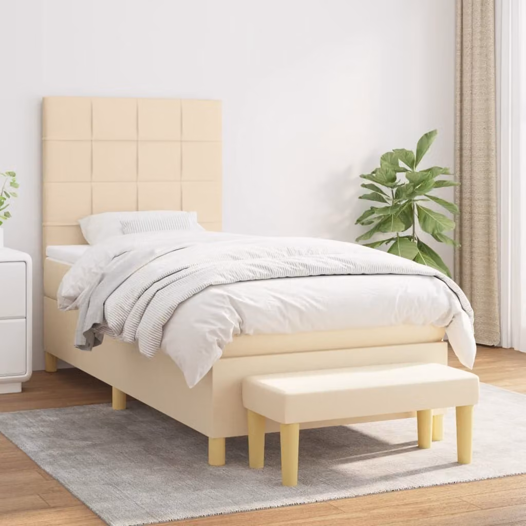 Maison Exclusive - Giroletto a Molle con Materasso Crema 80x200 cm inTessuto