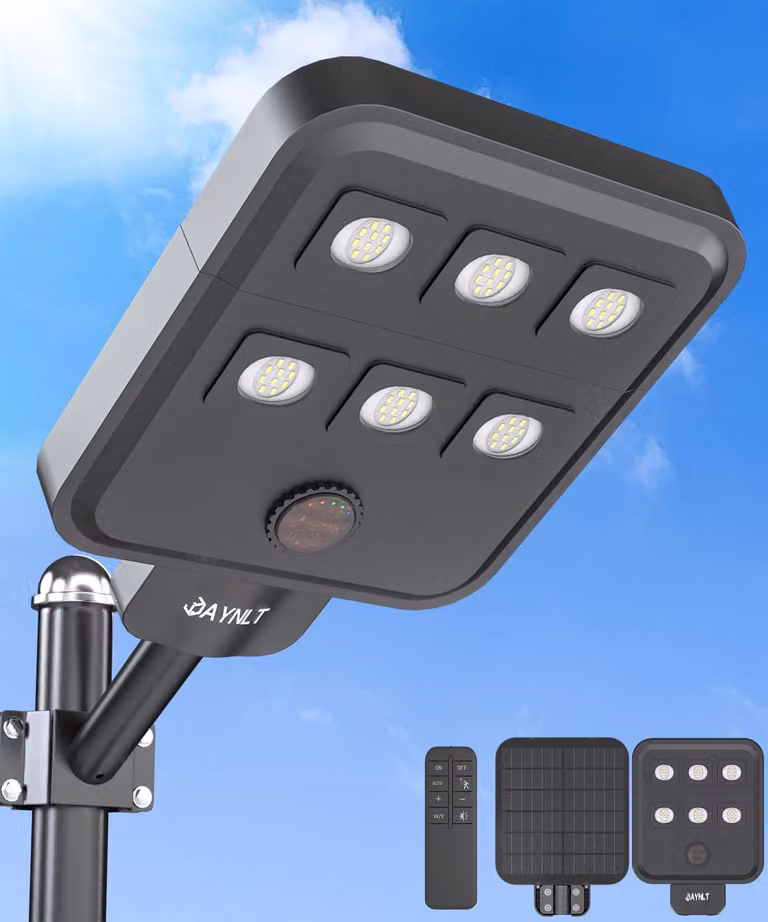 6 Lampioni solari da 8000W, con angolo di illuminazione di 220°, grado di protezione IP67, per uso esterno