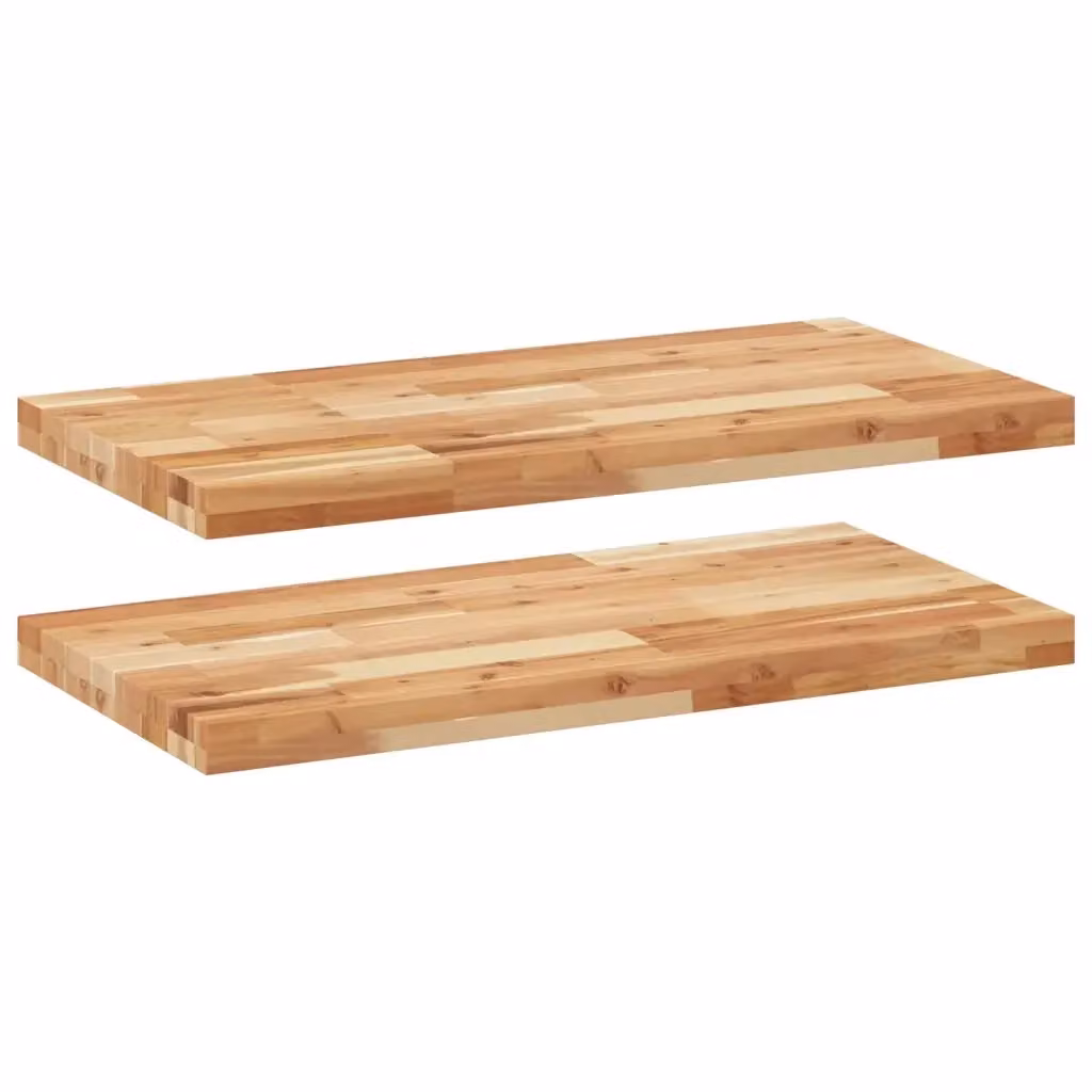 Set di 2 mensole da parete vidaXL in legno di acacia marrone rifinito a olio L 100 x P 40 x H 4 cm