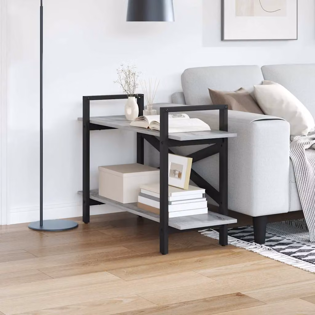 Libreria vidaXL in stile industrial grigio con struttura in metallo e legno ingegnerizzato L 100 x P 33,5 x H 64 cm