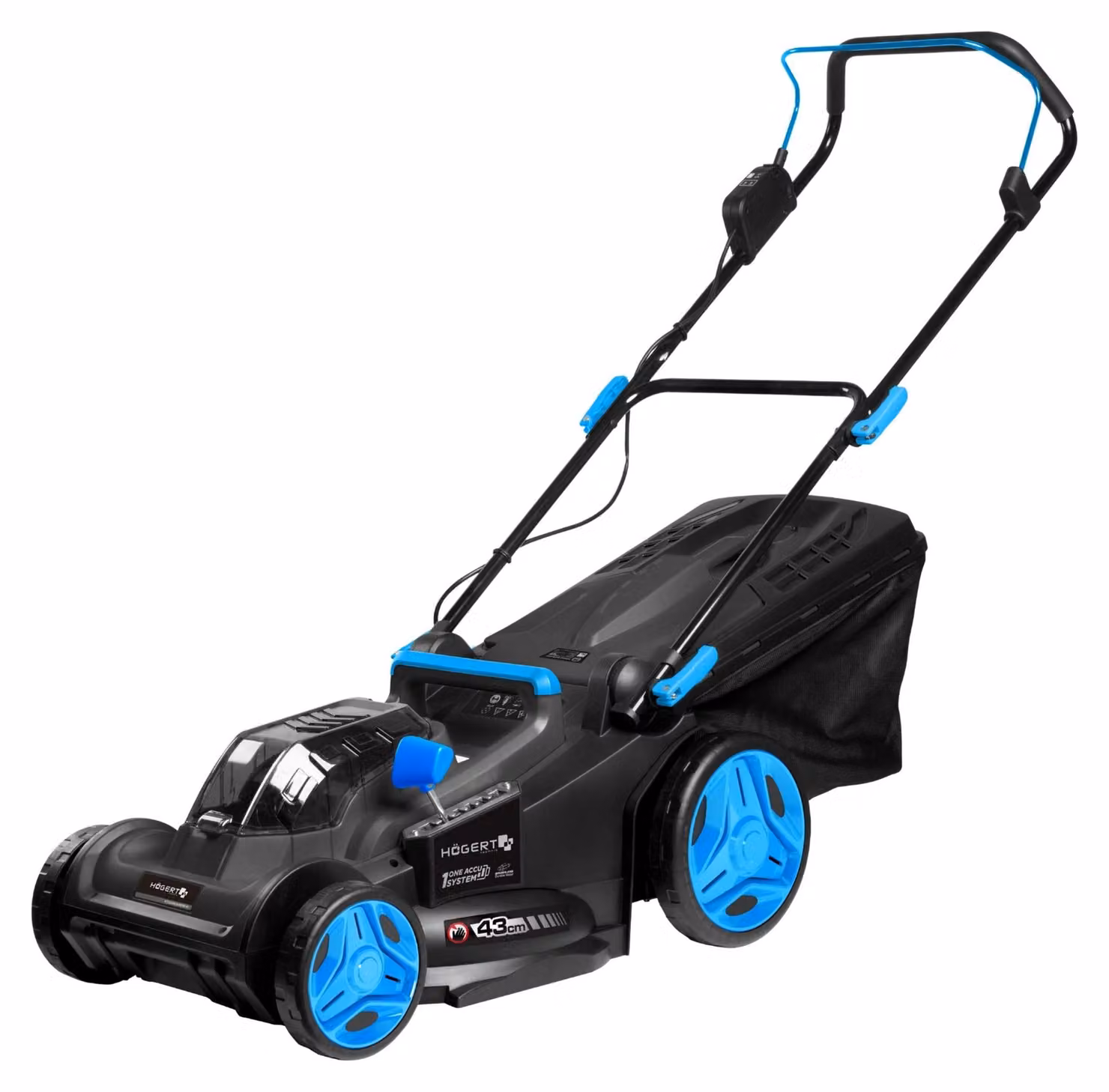 Tagliaerba a batteria 2x18V, tecnologia brushless, larghezza di taglio 43 cm, peso 15 kg, senza batteria – Tagliaerba OneAccuSystem