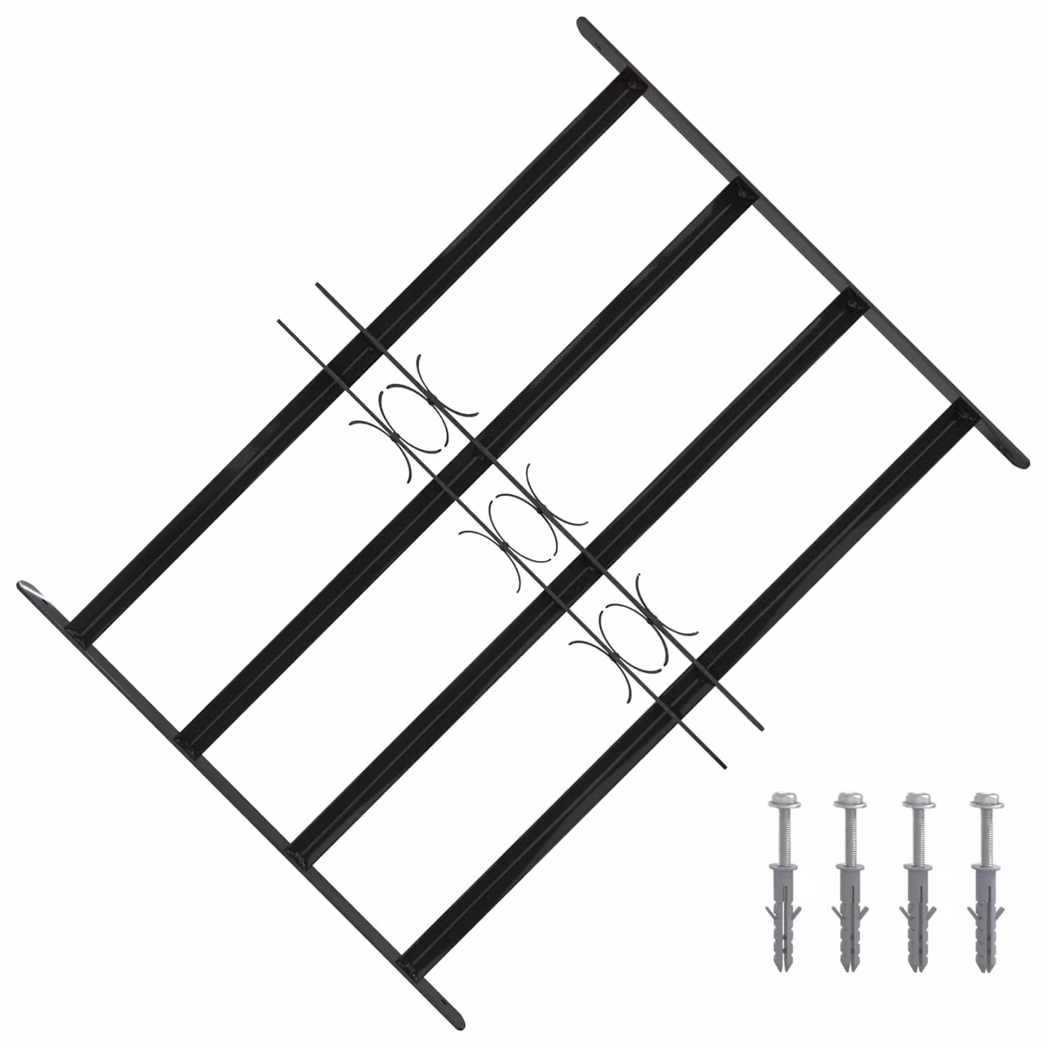 Griglia di sicurezza per finestra vidaXL in acciaio nero L: 75,5 cm, H: 60 cm