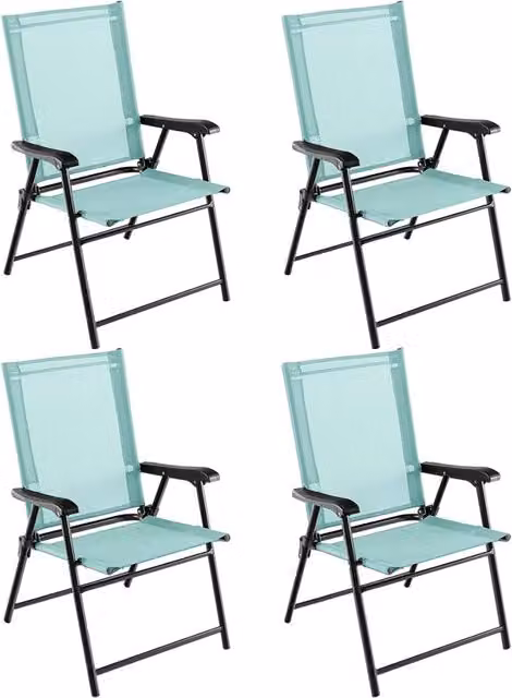 Set di 4 sedie pieghevoli da giardino Design Mania con braccioli in metallo e tessuto textilene, colore verde