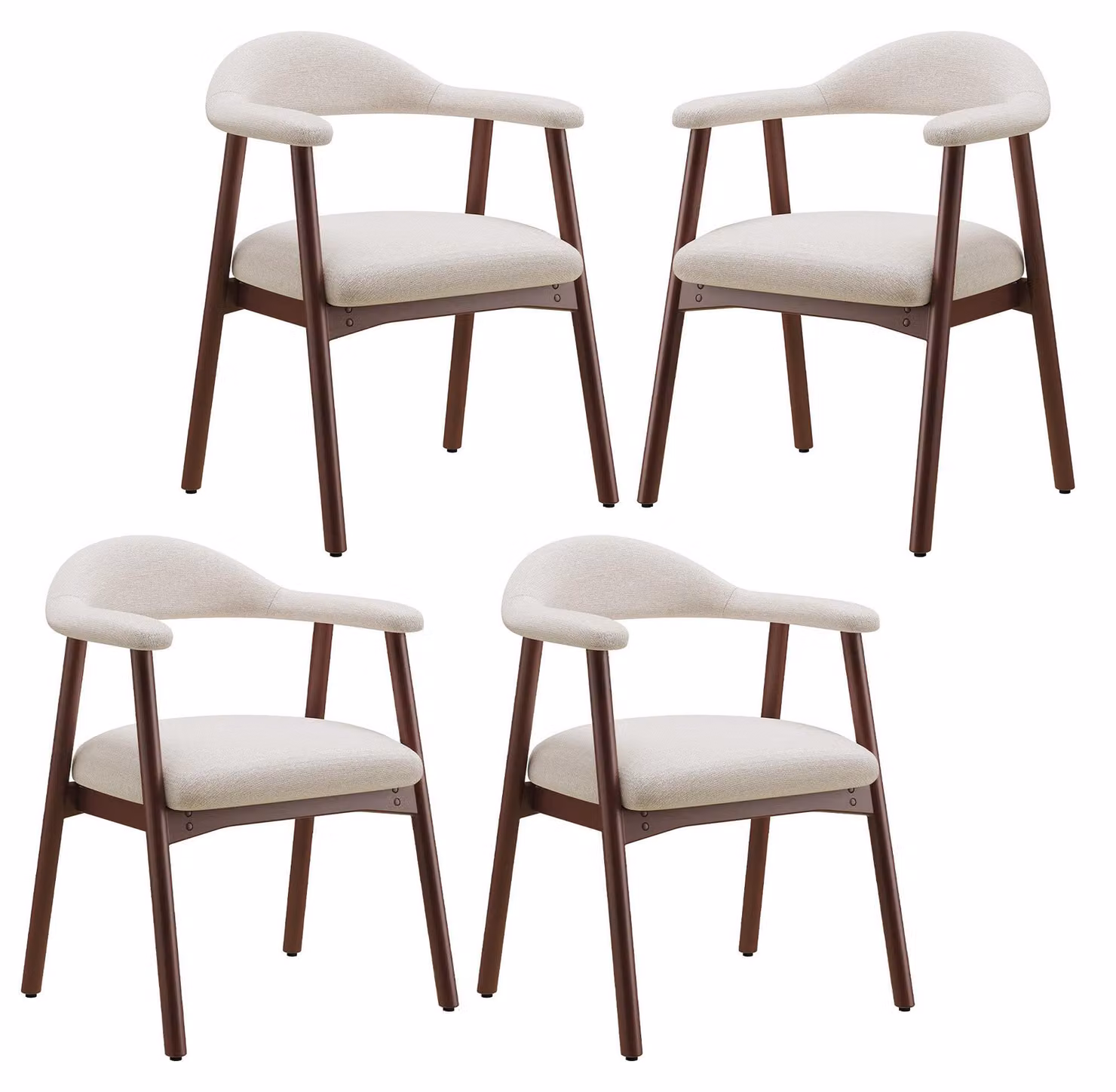 Set di 4 moderne sedie da pranzo in stile scandinavo, con seduta imbottita per un maggiore comfort, gambe in legno massello, schienale ergonomico che avvolge la schiena, colore beige