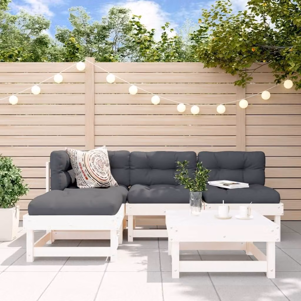 Maison Exclusive - Set Salotto da Giardino 5 pz Bianco in Legno Massello di Pino