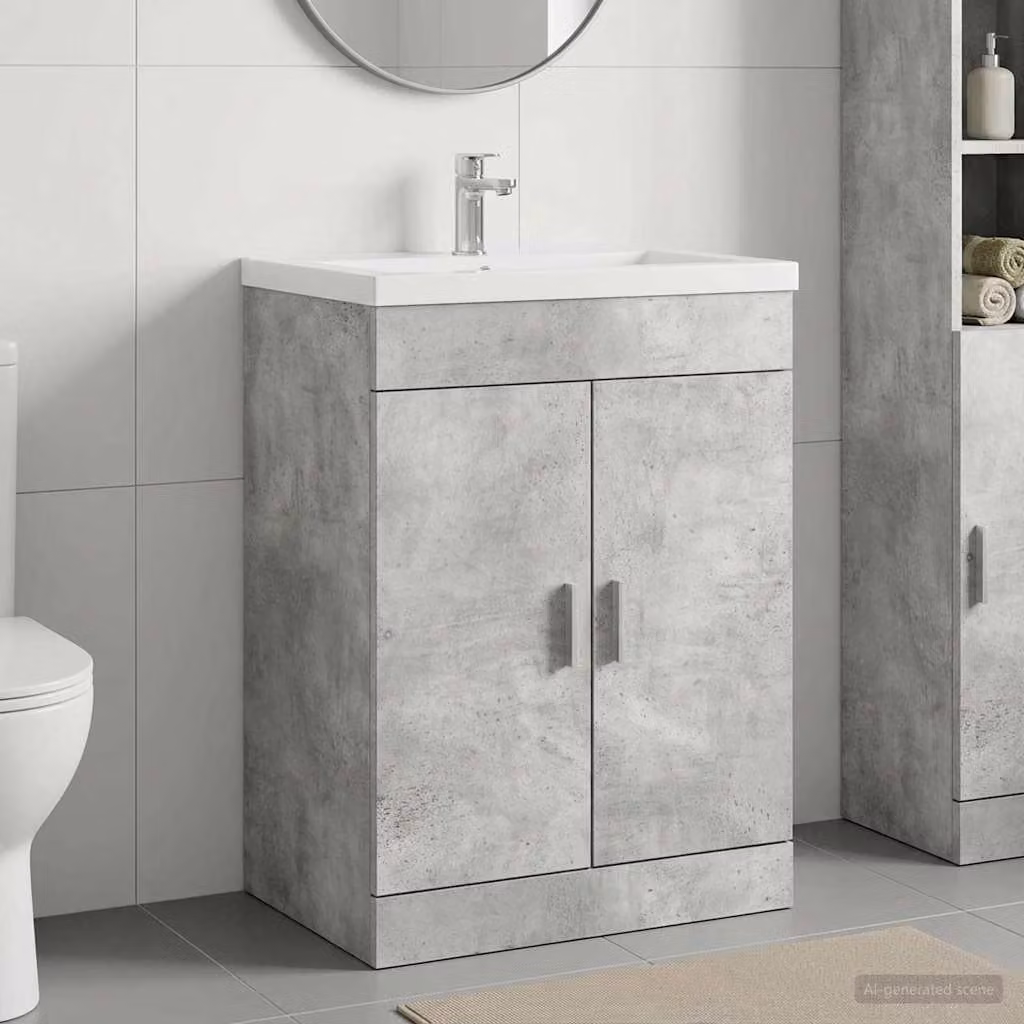 vidaXL Mobiletto da Bagno Moderno con Ante a Battente Grigio Lucido L/P/H: 81,0 x 37,5 x 78,5 cm