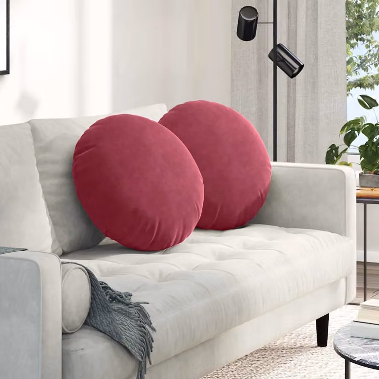 Set di 2 cuscini per seduta rotondi vidaXL in velluto rosso vino Ø 50 cm x 19 cm