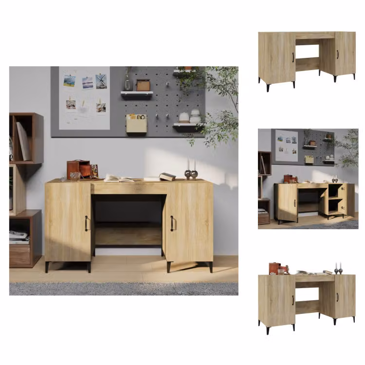 vidaXL Scrivania rovere Sonoma 140x50x75 cm materiale a base di legno - Scrivanie