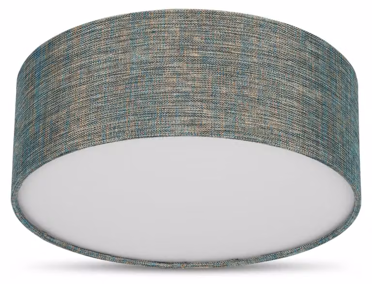 Lampada a soffitto REV - 30 cm, paralume in tessuto con aspetto vintage, verde e oro