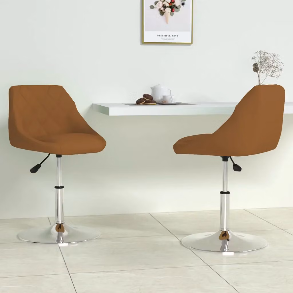 Set di 2 sedie da pranzo girevoli a 360 gradi in velluto marrone con design moderno per cucina e sala da pranzo – 2
