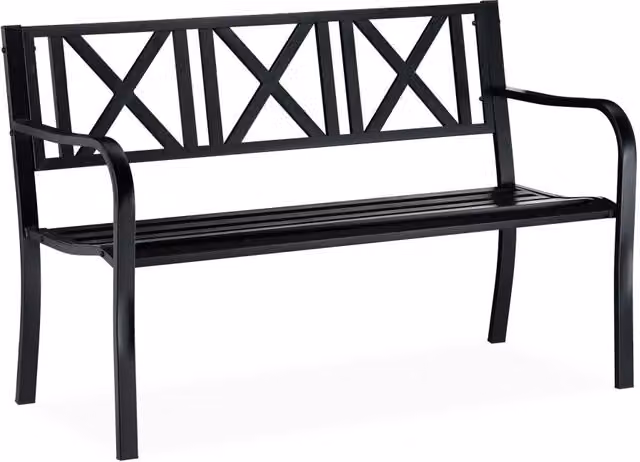Panca da giardino a 2 posti vintage elegante terrazzo 120 x 60 x 80 cm in metallo nero 13_0004979