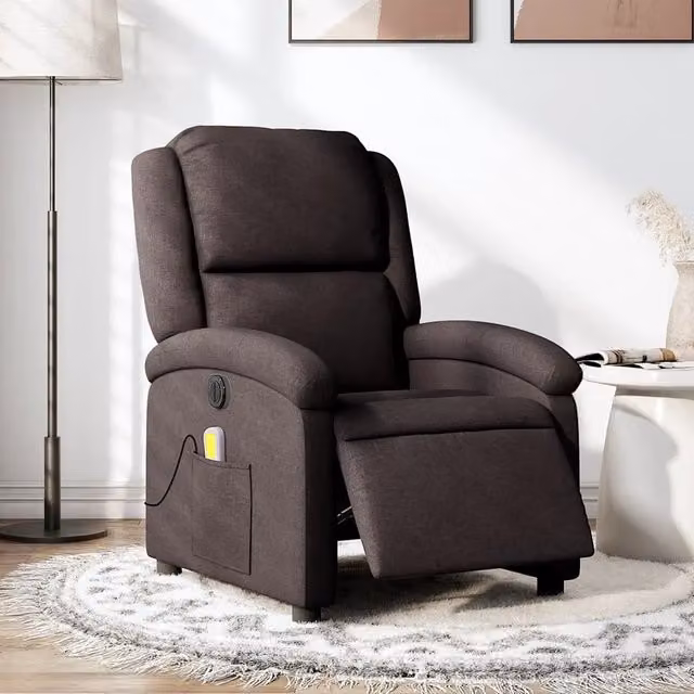 Poltrona Relax Reclinabile Elettrica vidaXL in Tessuto Marrone con Braccioli
