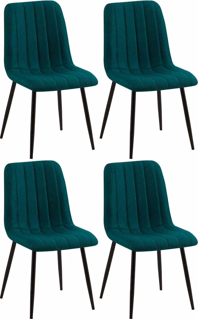 Set di 4 sedie Dijon con schienale, colore grigio, materiale: tessuto