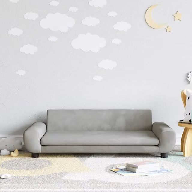 Divano per bambini vidaXL in velluto grigio, L: 100 cm, P: 54 cm, H: 33 cm