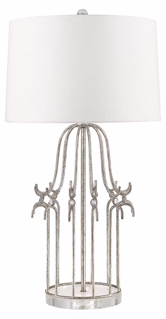 Lampada da tavolo glamour Stella argento-crema 1xE27x100W in metallo, dimensioni: 74,2x40,6x20 cm, IP20, Gilded Nola