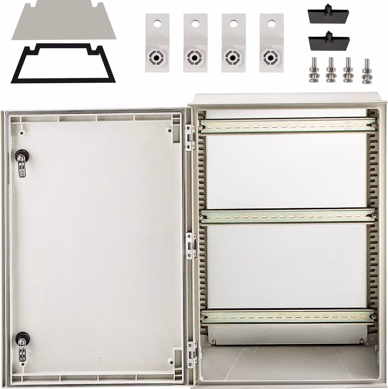 SucceBuy Contenitore NEMA in acciaio, 60 x 40 x 23 cm, scatola di controllo NEMA 4X in fibra di vetro, IP66 impermeabile e antipolvere, scatola di giunzione per interni/esterni con piastra di montaggio