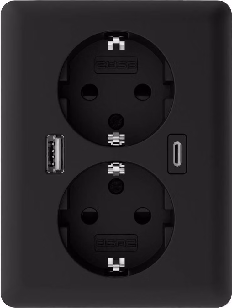 2USB 2U-449719 Presa da incasso con USB-C®, con uscita di ricarica USB Nero (opaco)