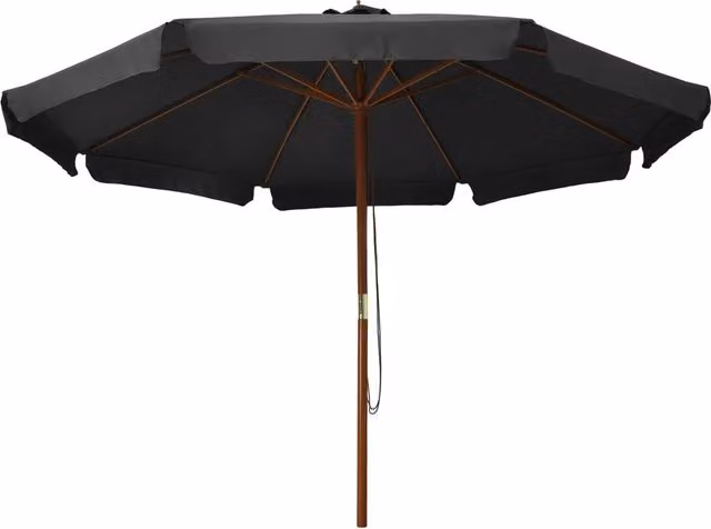 Ombrellone da giardino con palo in legno e copertura in poliestere colore antracite 300 cm