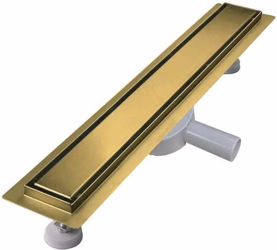 Canaletta doccia da 100 cm, color oro, piastrellabile, scarico in acciaio inossidabile